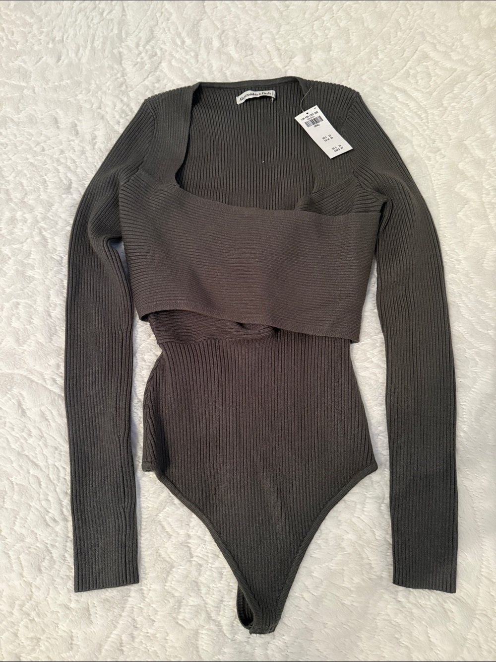 Abercrombie Dark Green LuxeLoft Wrap Bodysuit